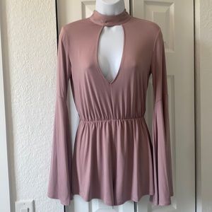 Forever21 Mauve Pink Choker Plunge Romper S